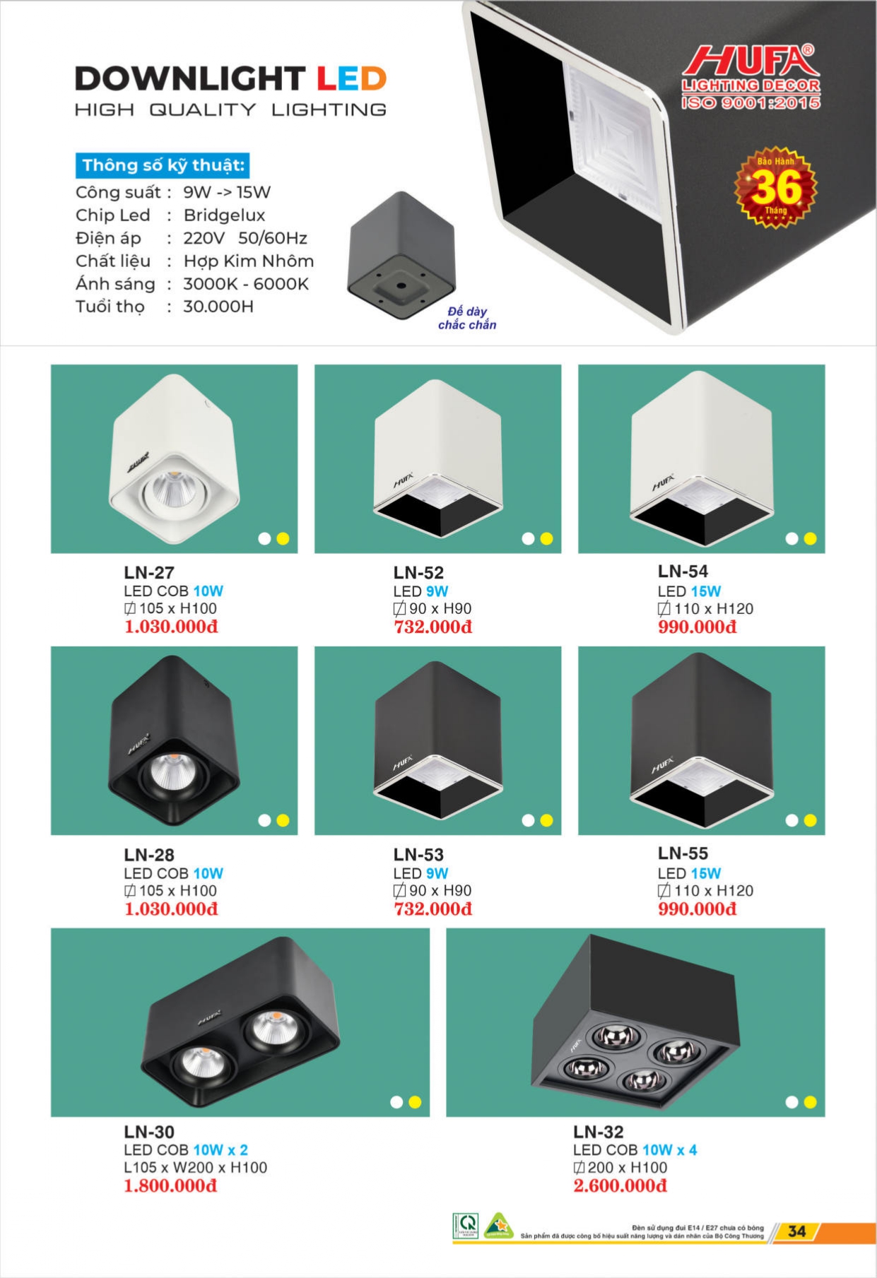 Bảng giá đèn LED HUFA 2026
